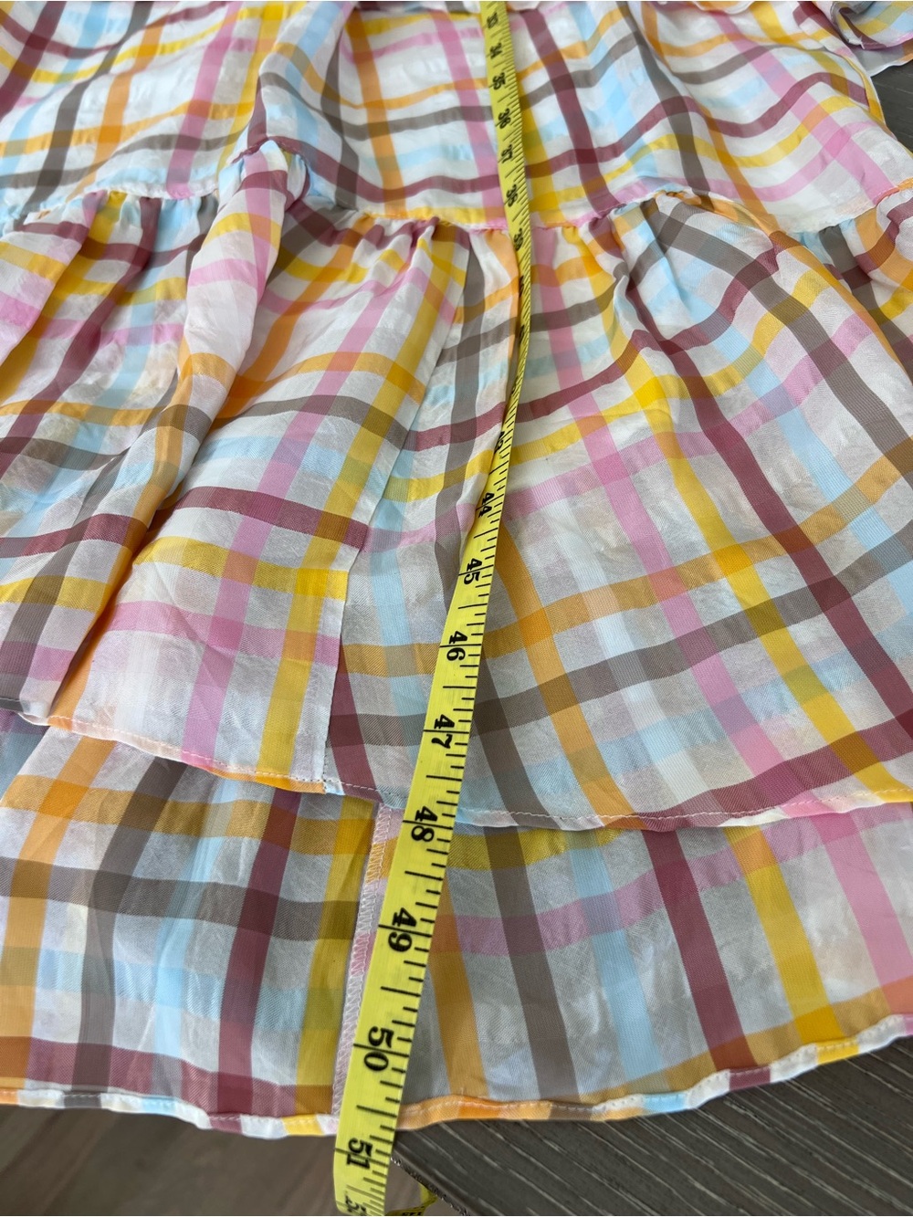 cinq a sept Pastel Plaid Tiered V-Neck Maxi Dress in Yellow and Pink - Picture 9 of 11